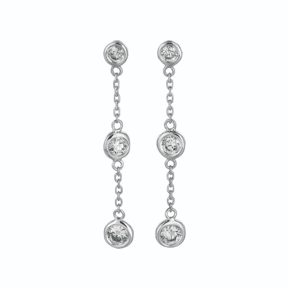 0.50 Carat Natural Diamond Earrings G SI 14K White